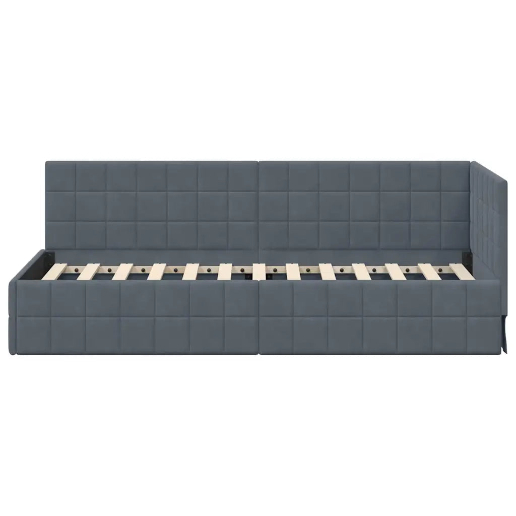 Letto singolo | Letto per adulti | Cornice del letto ad angolo Grigio scuro 80 cm x 200 cm Velluto