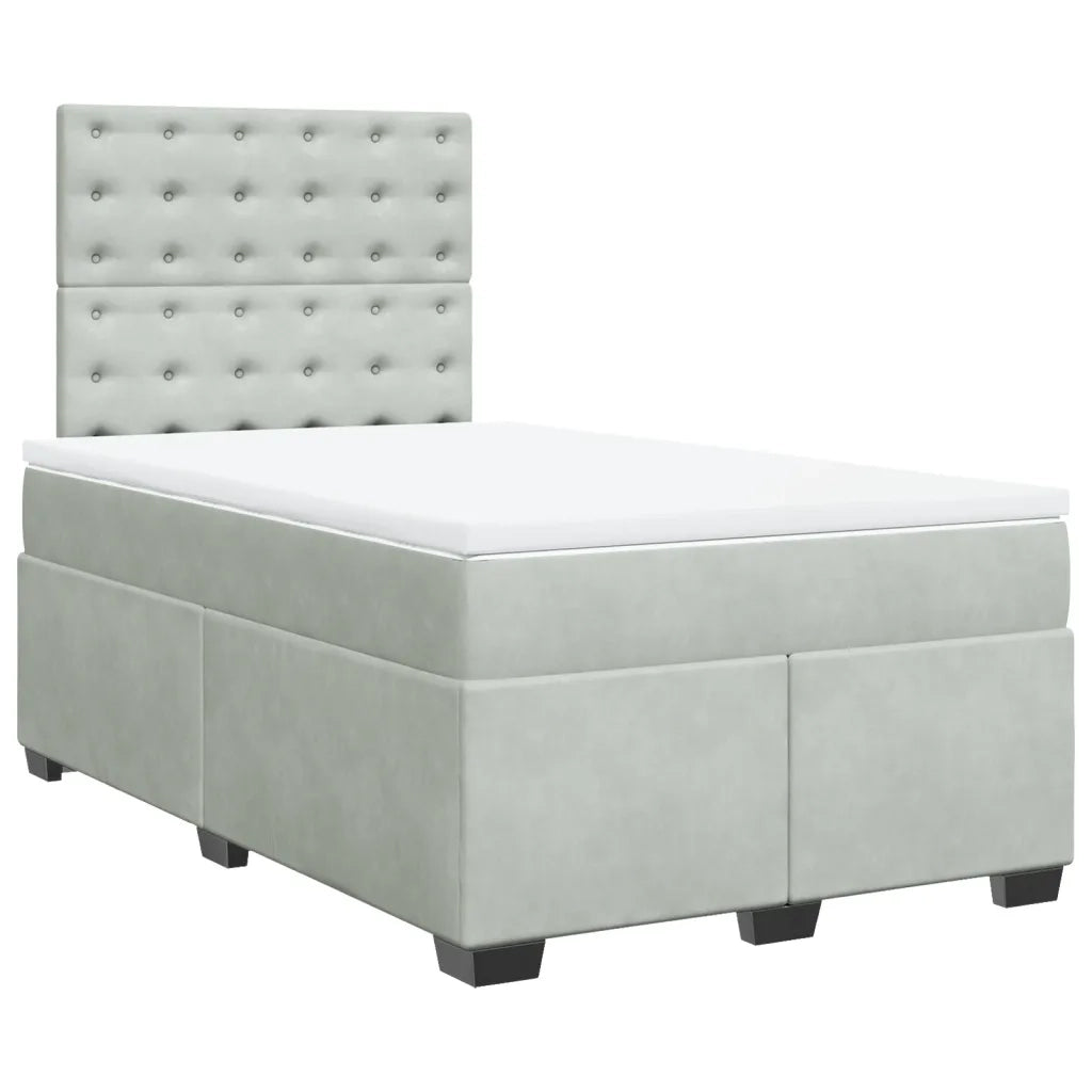 Giroletto a Molle con Materasso Grigio Chiaro 120x190cm Velluto