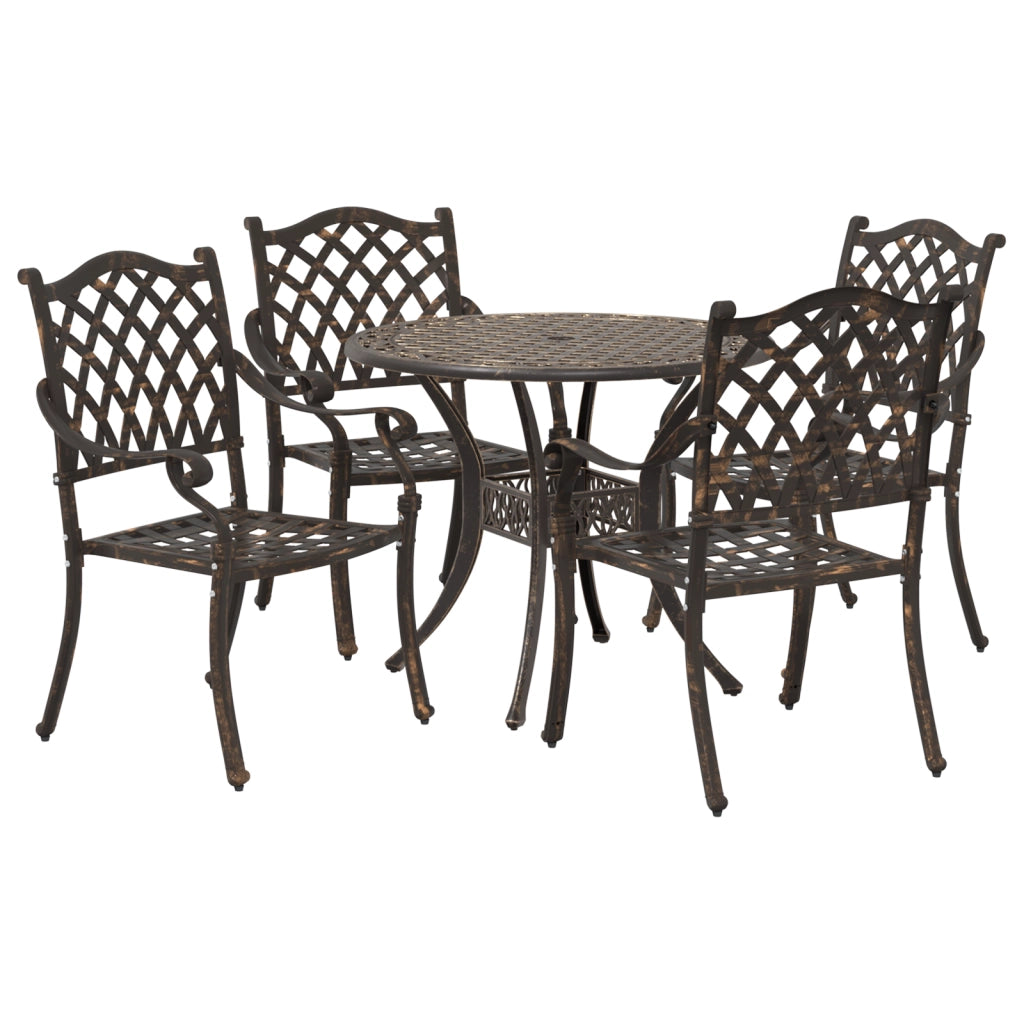 Set da Pranzo da Giardino in 5 Pezzi in Alluminio pressofuso Bronzo