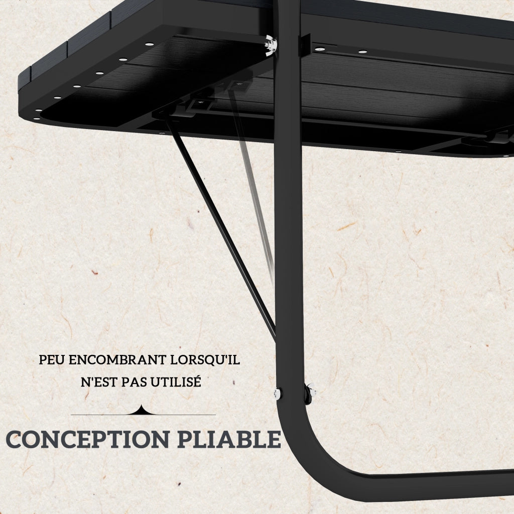 Tavolino da balcone pieghevole in alluminio ¨C zephmum ¨C 60x40x55-64 cm nero
