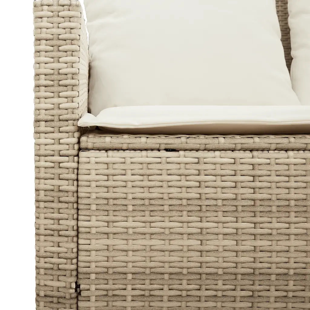 Set Divano da Giardino 4 pz con Cuscini Beige in Polyrattan