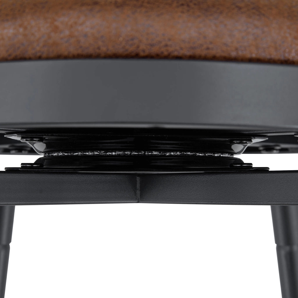 Sgabello da bar in metallo con schienale stile Windsor e seduta imbottita in tessuto marrone 73 × 45,5 × 45 cm