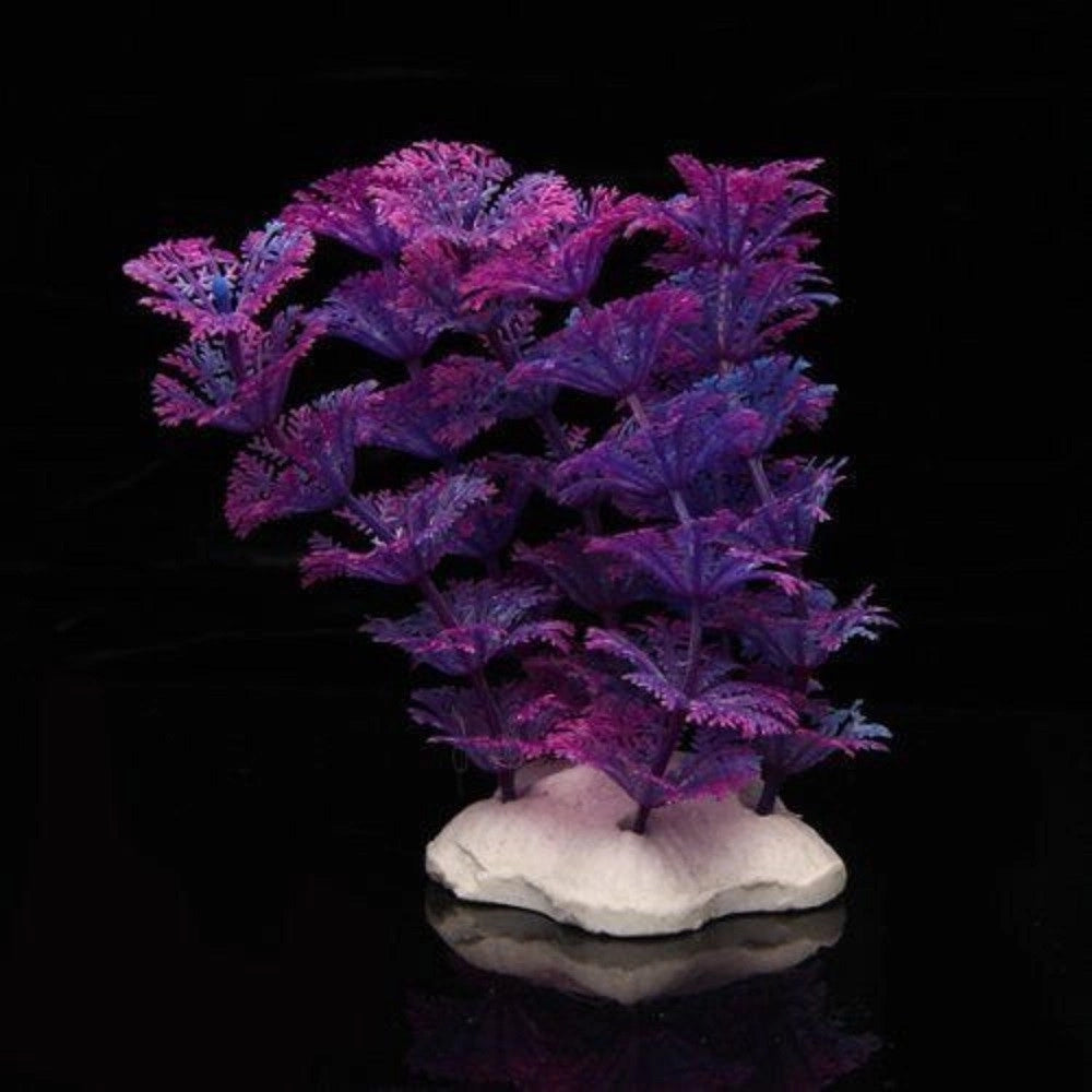 Trade Shop - Pianta 11 Cm Piantina Artificiale Per Acquario Piante Finte Plastica Viola -