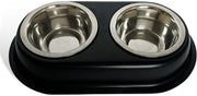 Doppio contenitore per animali domestici, 2 x 400 ml contenitori in acciaio inossidabile, contenitore per cibo, fondo antiscivolo, nero