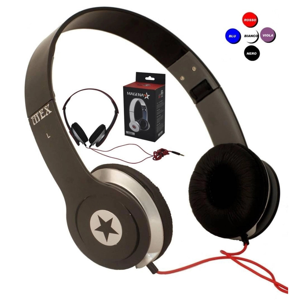 Trade Shop - Cuffie Magena D25 Star Stereo Pc Mp3 Game Cd Dvd Ipod Sport Musica Balotelli -