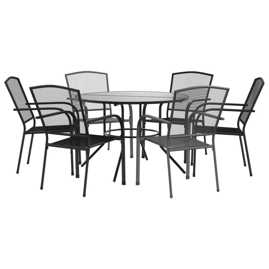 Set Sedie Giardino Impilabili 7pz Antracite Acciaio Verniciato 3283759