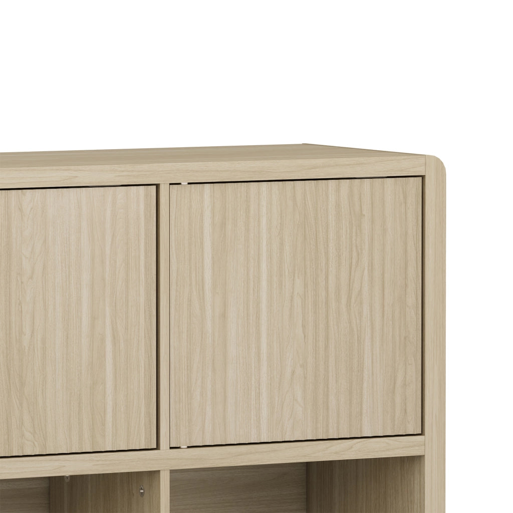 Credenza Bassa Lukkodso con 3 Ante e Scomparti Aperti 77x110x30 cm Effetto Rovere [en.casa]
