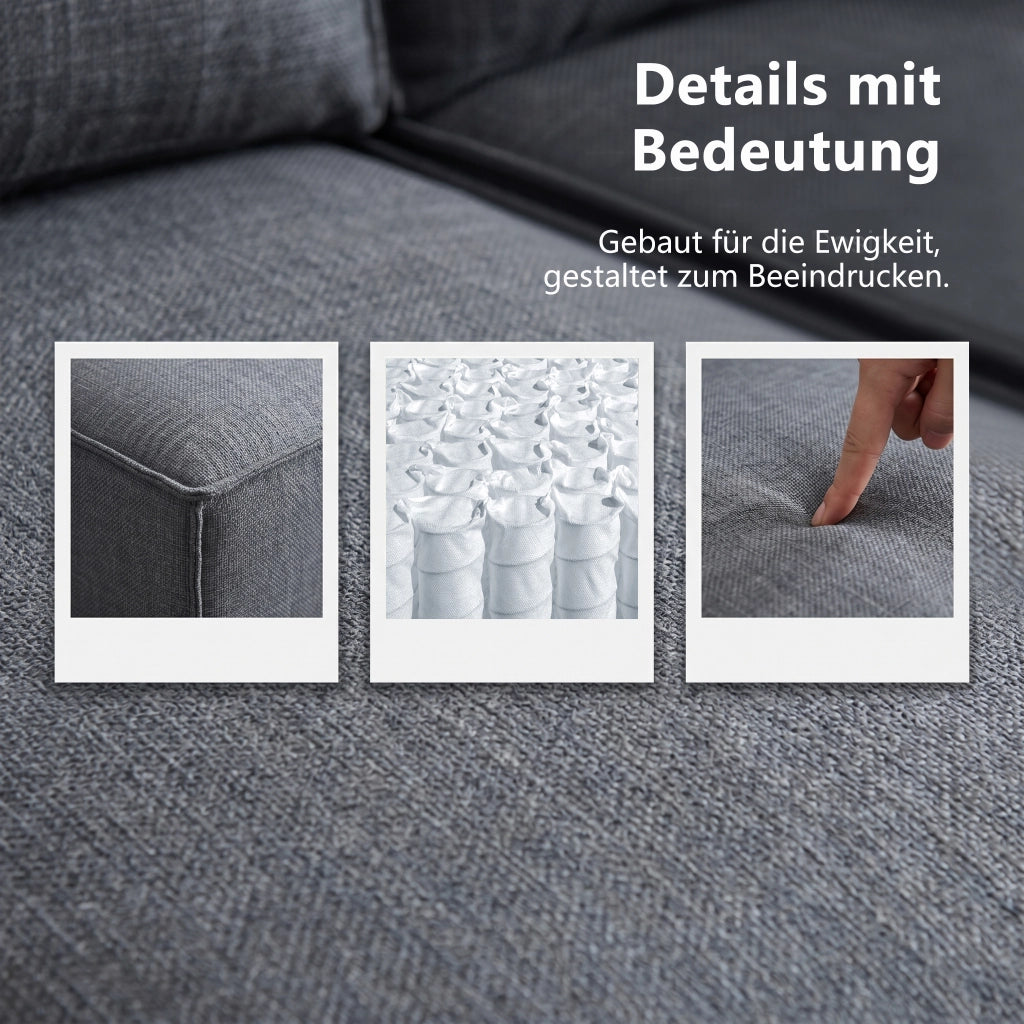 Divano modulare convertibile con seduta confortevole e struttura stabile in tessuto grigio scuro 238 × 154 × 75 cm