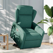vidaXL Poltrona Alzapersona Reclinabile Elettrica Verde Scuro Tessuto
