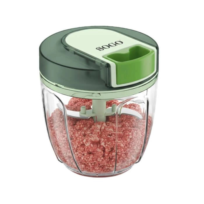Tritatutto manuale da cucina con cordino, 5 lame acciaio inox 420, capacità 900ml, lavabile lavastoviglie - SOGO