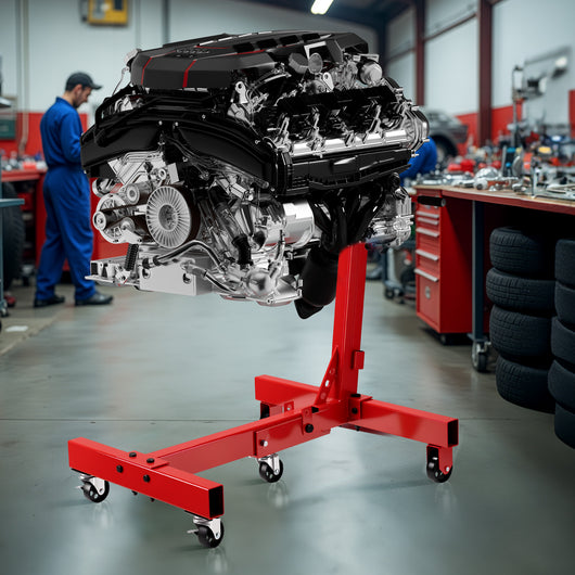 Cavalletto supporto motore fino a 680 kg, porta motore con 5 ruote girevoli a 360°, sollevatore pieghevole con testa di montaggio girevole, sostegno motore da officina