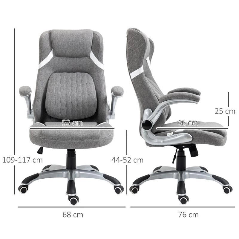 SEDIA DA UFFICIO RECLINABILE IN TESSUTO CON ALTEZZA REGOLABILE, 68X76X109-117 CM