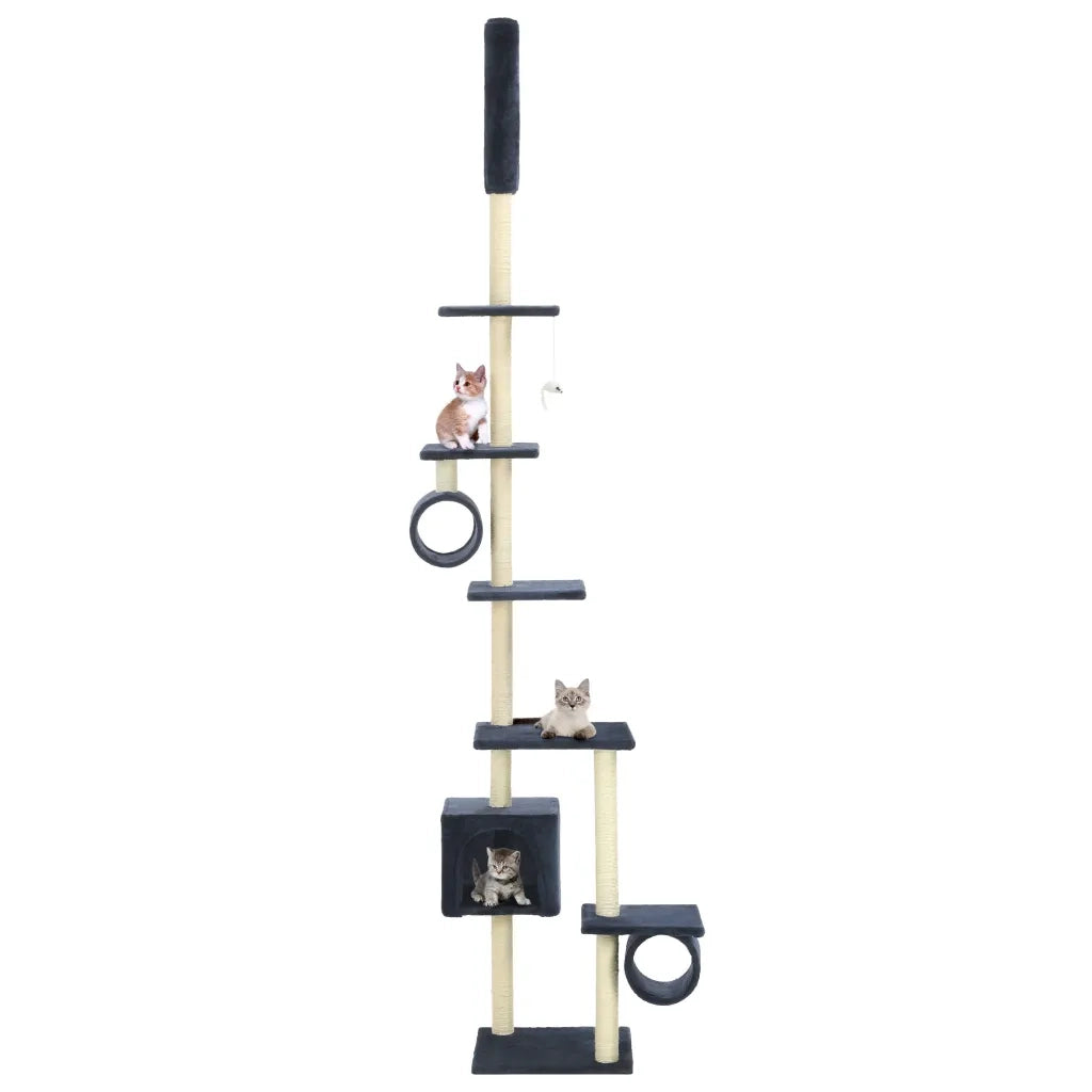 Albero per Gatti con Pali Tiragraffi in Sisal 260 cm Blu Scuro 170536