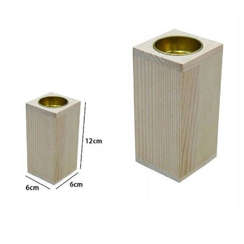 Trade Shop - Porta Candela Base Portacandela Lumini In Legno Naturale 12cm Decorazione 53737a -