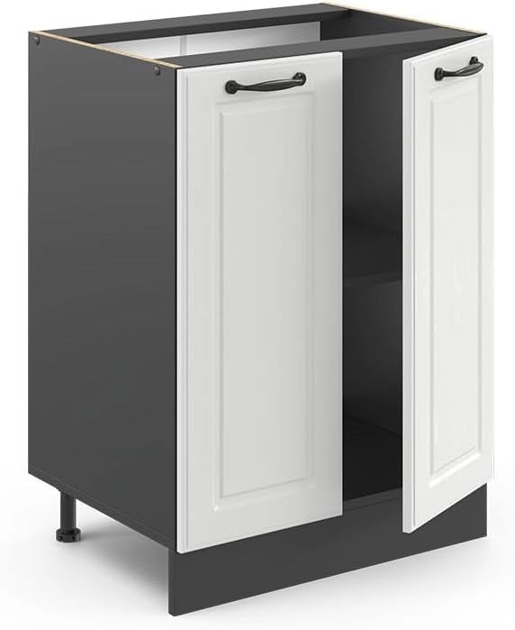 Mobiletto base cucina R-Line, Bianco casa di campagna, 60 cm senza piano di lavoro, per la libera combinazione all'interno di sistemi cucina modulari