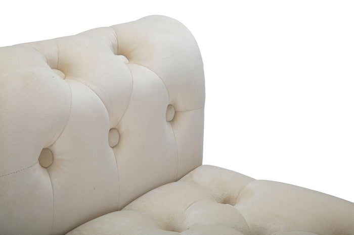 Panchetta Paris 120x40x60 cm in Legno Spugna Metallo e Poliestere Crema Nero e Oro