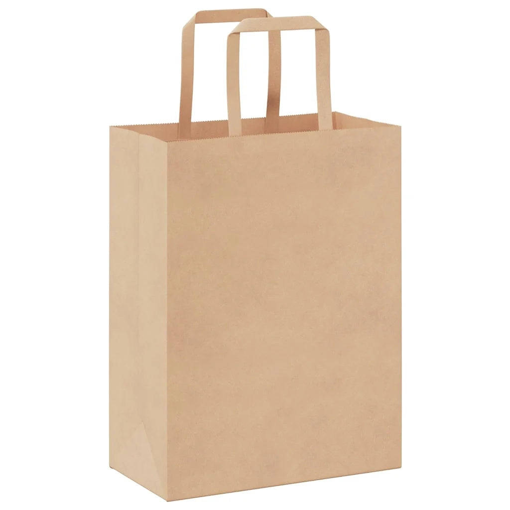 vidaXL Sacchetti di Carta 250 pz con Manici Marrone 21x11x28 cm