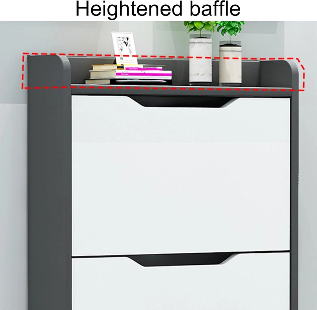 scarpiera Scarpiera in Noce+Bianco con Ante e scarpiera Sottile con Secchiello Ribaltabile autoportante per Ingresso e scarpiera Stretta da 40 cm/16 Pollici