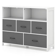 Cassettiera portaoggetti con 5 cassetti e 2 ripiani 100 x 30 x 78 cm pratica e versatile realizzata in MDF bianco 20_0019404