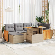 Set Divani da Giardino 7 pz con Cuscini Beige Polyrattan Acacia 3327734