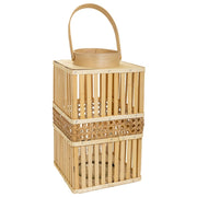 Lanterna portacandele in bambù marrone 18x18x32h