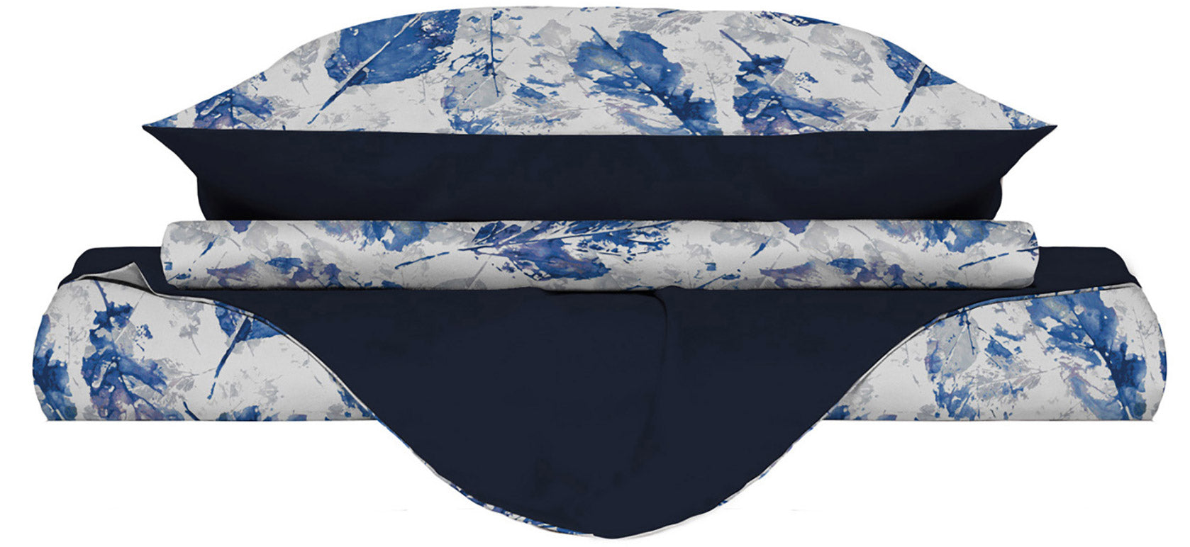 Copripiumino 1 Piazza e Mezzo Double Face con Federe Stampato Foglie