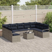 Set di divani con cuscino 10 pcs Grigio polyrattan