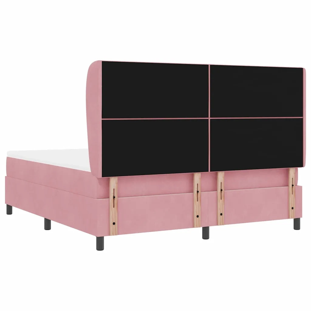 Letto a molle con materasso Rosa 200 x 180 cm Velluto 3340999