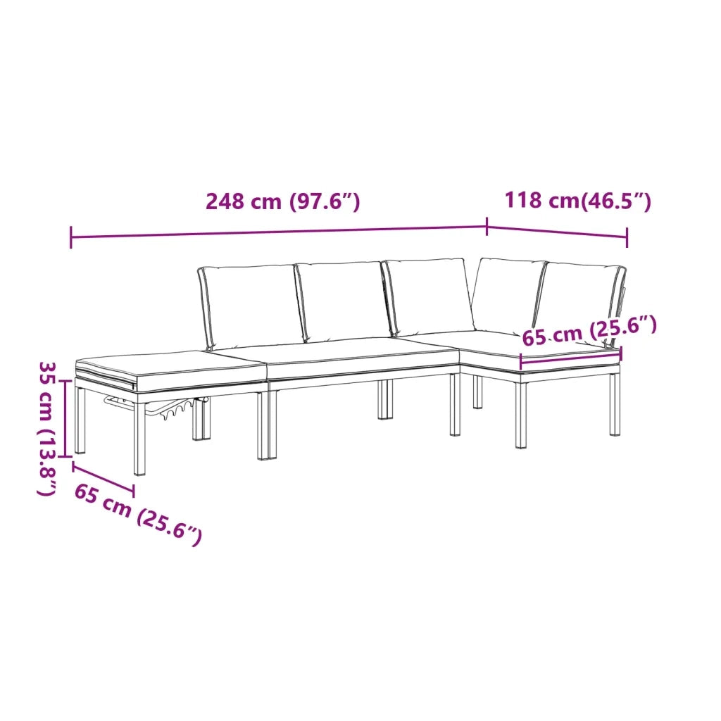 Set Divani da Giardino 3 pz con Cuscini in Alluminio Nero