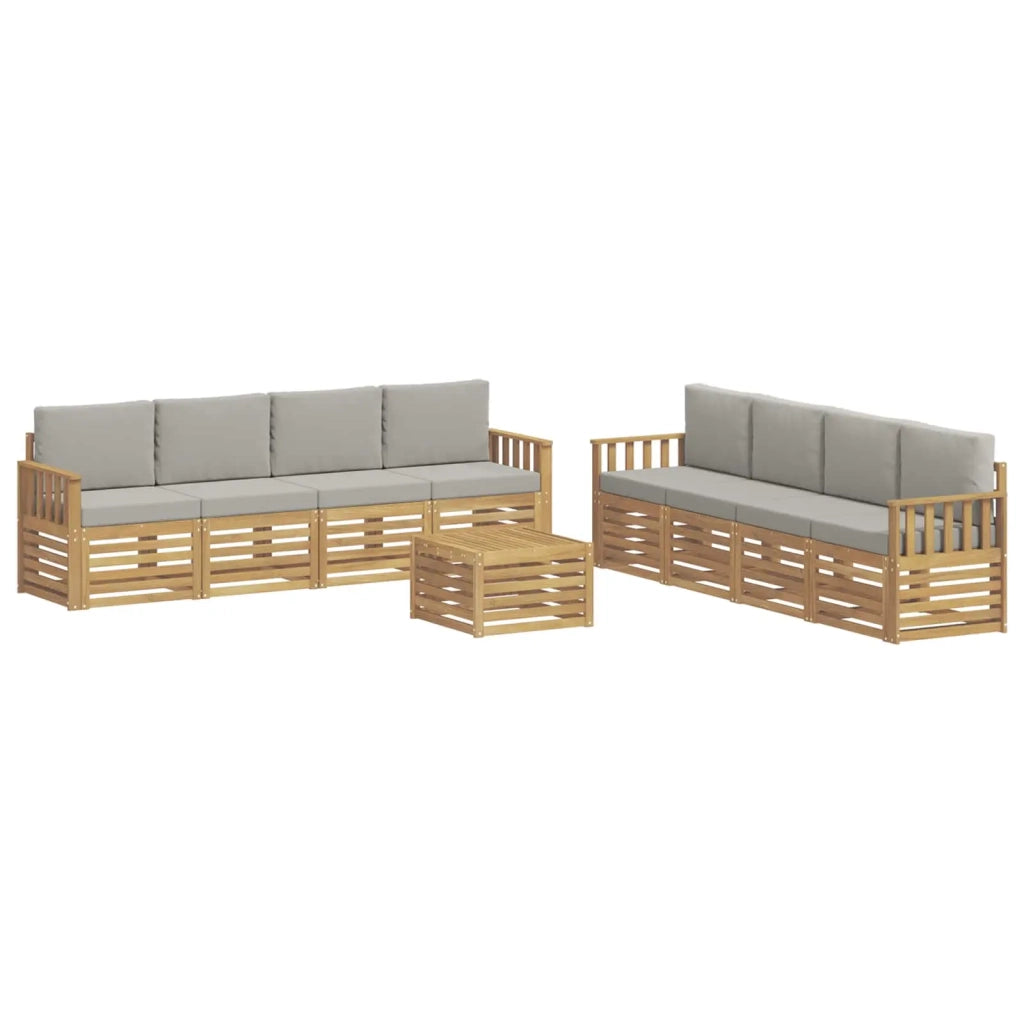 Set di divani da esterno 9 pcs Bianco e Grigio Chiaro 3391586