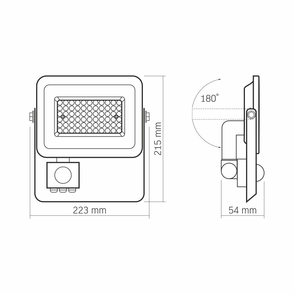 Faro LED esterno 50W PIR 5000K 4500lm IP65 Videx LUCA