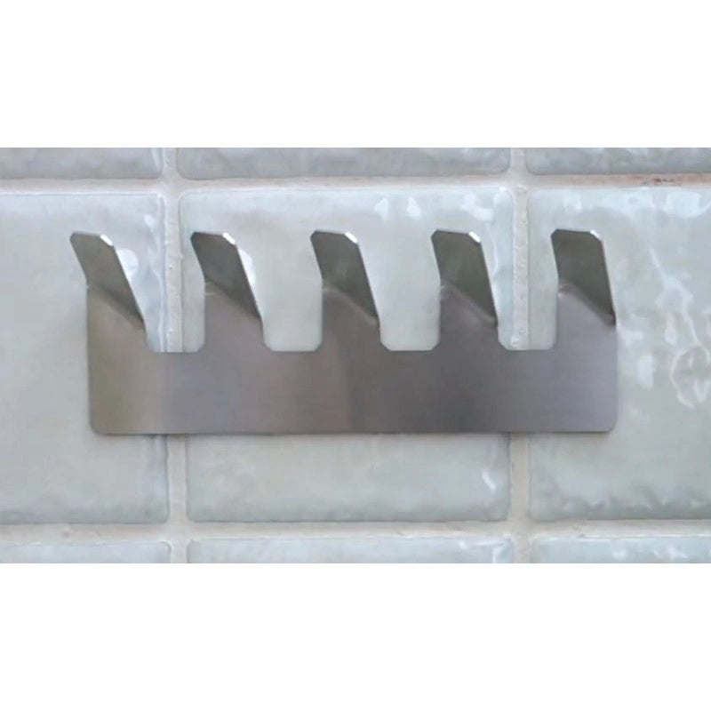 Gancio a gancio NIVA a 5 ganci in acciaio inox con adesivo 27 x5,7 x8 cm