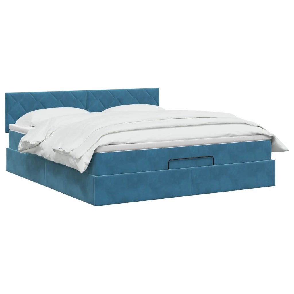 Letto Ottomano con Materasso e LED Blu scuro 180 x 200 cm 3457231