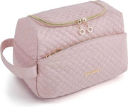 Toilette per donne, borsa da viaggio con apertura ampia, accessorio da viaggio essenziale, borsa per accessori di moda, rosa