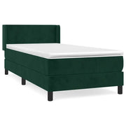 Letto singolo | Letto per adulti | Giroletto a Molle con Materasso Verde Scuro 90x190 cm Velluto