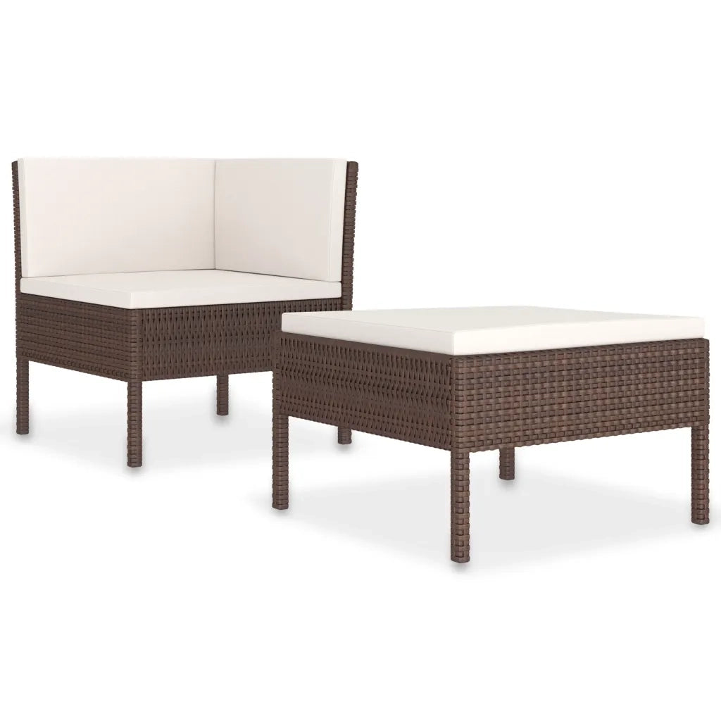 Set Divani da Giardino 2 pz | Set Salotto da Giardino con Cuscini in Polyrattan Marrone