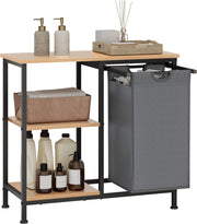 Mobile Bagno con Portabiancheria, Sacco per Bucato Rimovibile, Mobile Lavanderia a 4 Livelli, Cesto per Il Bucato in Tessuto Oxford da 31 L, 70x30x65 cm