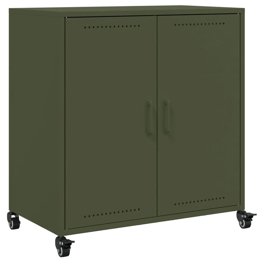 Buffet credenza cassettiera armadio mobile contenitore organizer per cucina soggiorno salotto verde oliva 68,5 x 39 x 72 cm acciaio verde 02_0036588