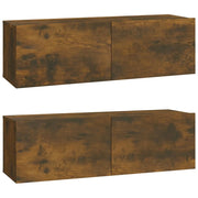 Mobile TV multimediale da parete mensola TV credenza TV per sala da pranzo soggiorno camera da letto 2 pezzi rovere affumicato 100 x 30 x 30 cm legno ingegnerizzato marrone 02_0029023