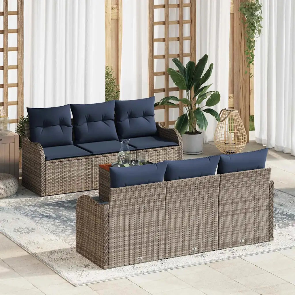 Set Divano da Giardino 7 pz Grigio polyrattan 3347402