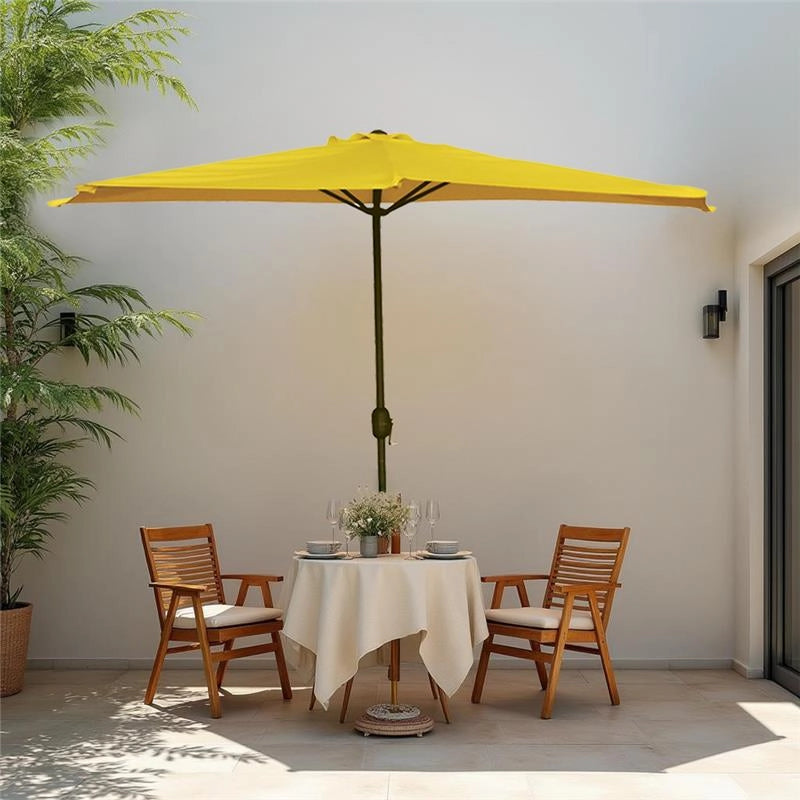 OMBRELLONE MEZZALUNA DA MURO IN ALLUMINIO COLORE GIALLO 300 X 150 X H 250 CM