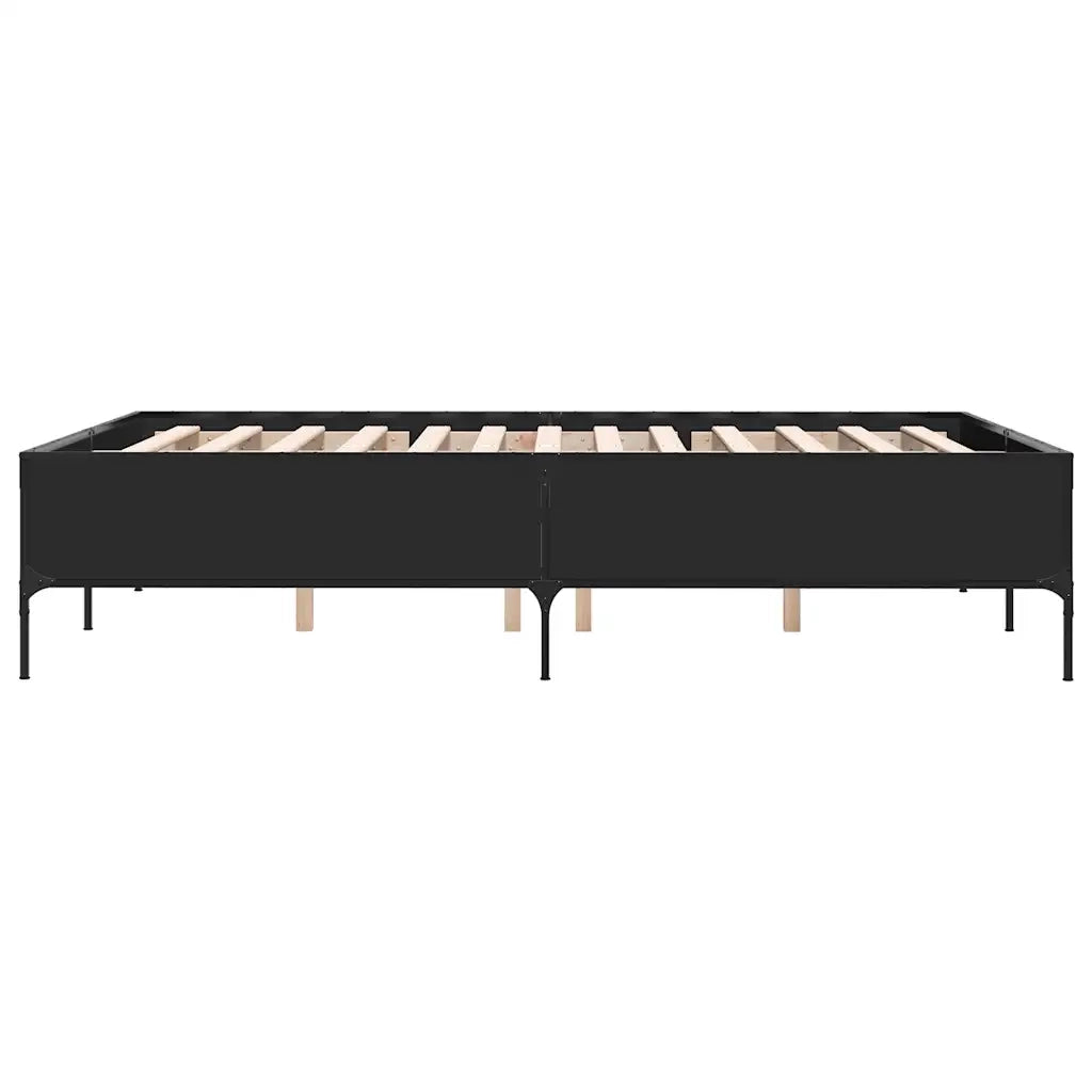 Giroletto-Struttura Letto Nero 120x200 cm in Legno Multistrato e Metallo 530479