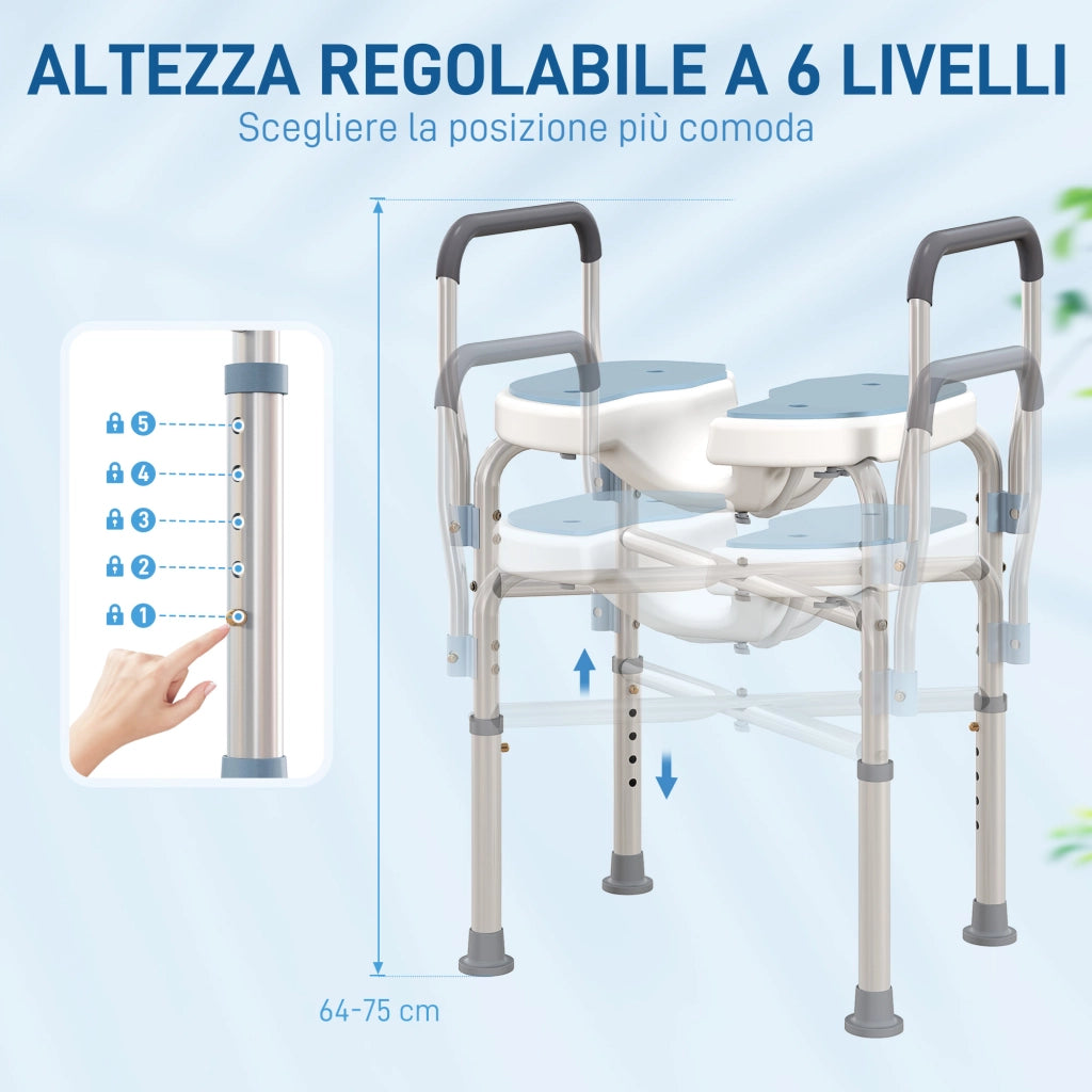 Sgabello da Bagno con Braccioli ¨C Zephmum ¨C Azzurro