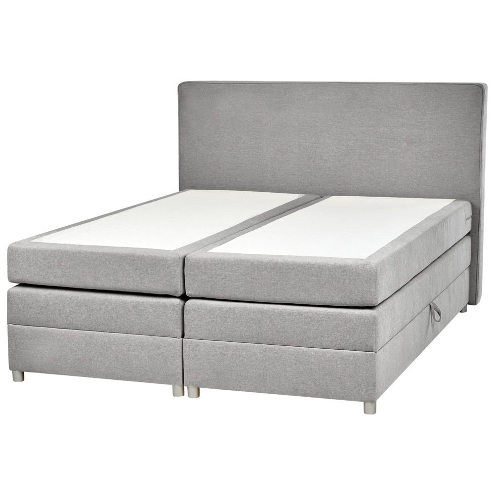 Letto Tessuto Grigio Chiaro 160 x 200 cm Imbottito Struttura Con Testiera Trapuntata E Materasso