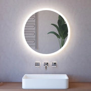 Specchio retroilluminato LED 75 cm tondo da parete con telaio nero