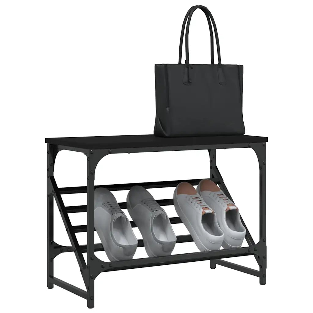 Scarpiera-Scaffale per scarpe Nera 60x30x45 cm in Legno Multistrato