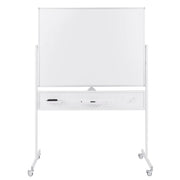 Lavagna mobile bifacciale 120 x 90 cm superficie magnetica con ruote metalliche bianche bloccabili 20_0014134