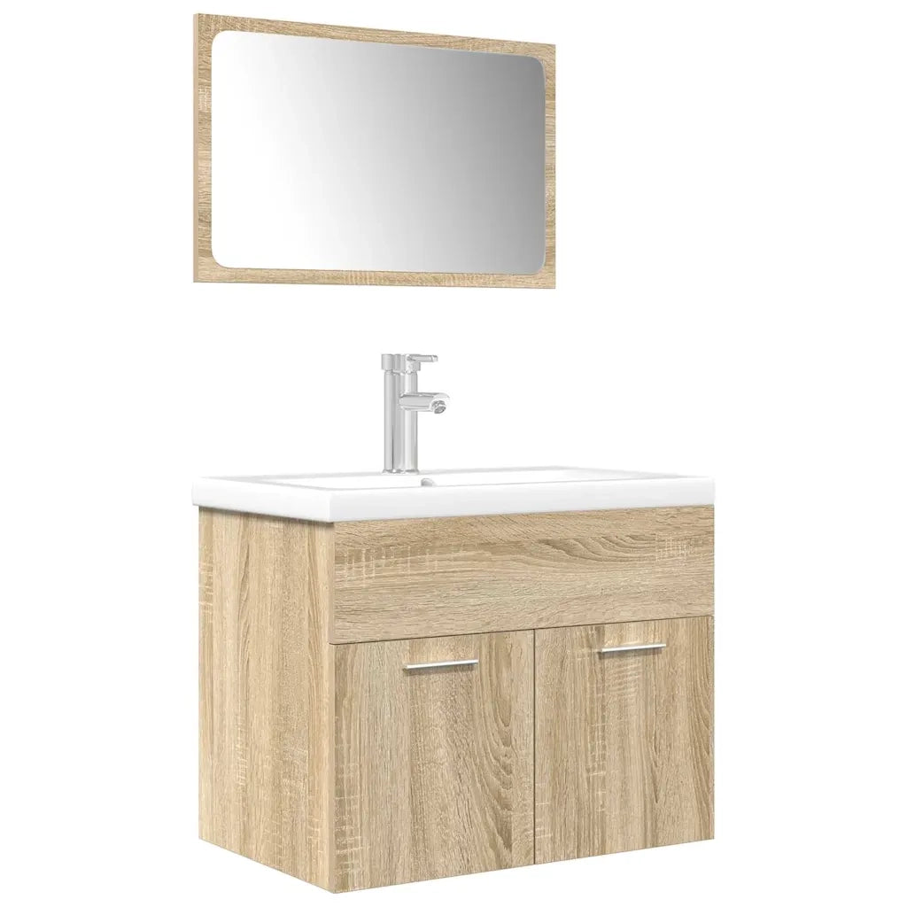 Set Mobili da Bagno 3 pz Rovere Sonoma in Legno Multistrato 3325018
