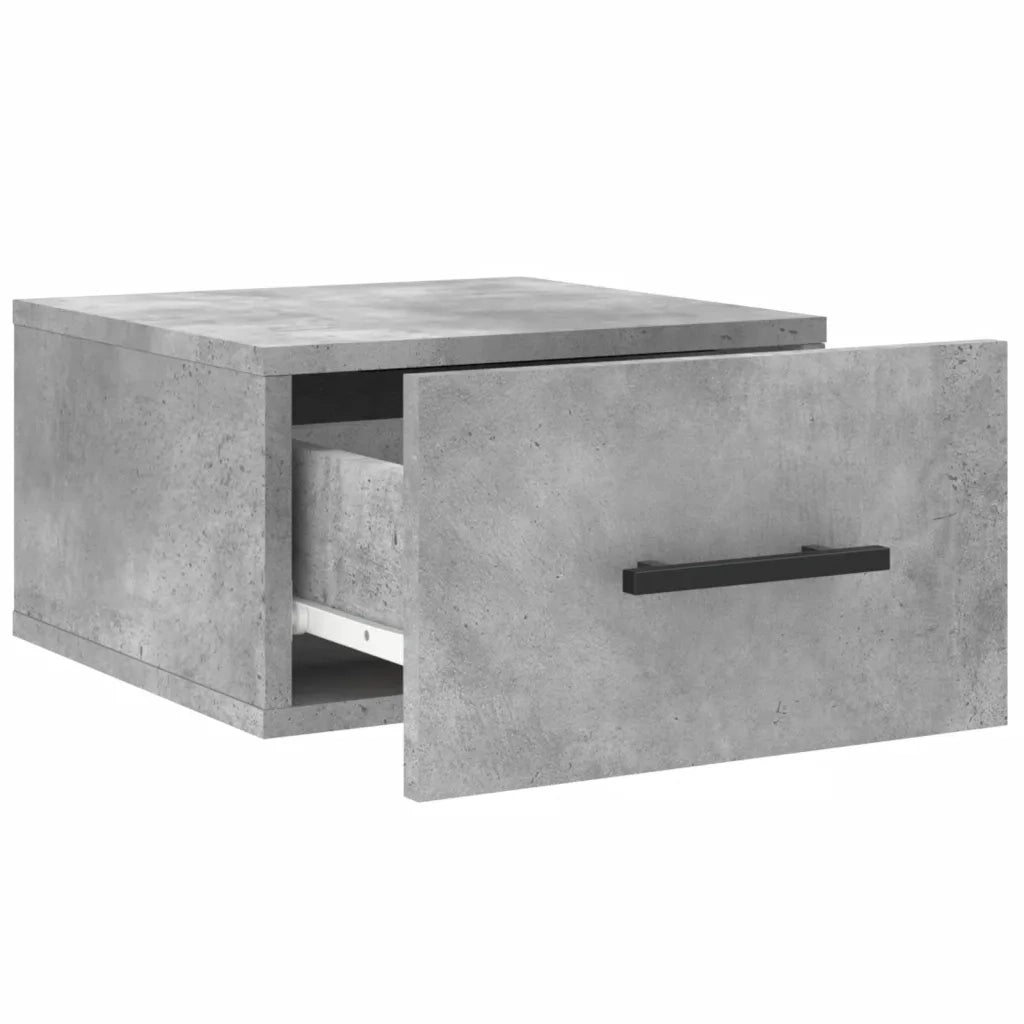 Set di 2 Comodini | Armadio da Notte | Mobiletto da notte a Muro Grigio Cemento 35x35x20 cm
