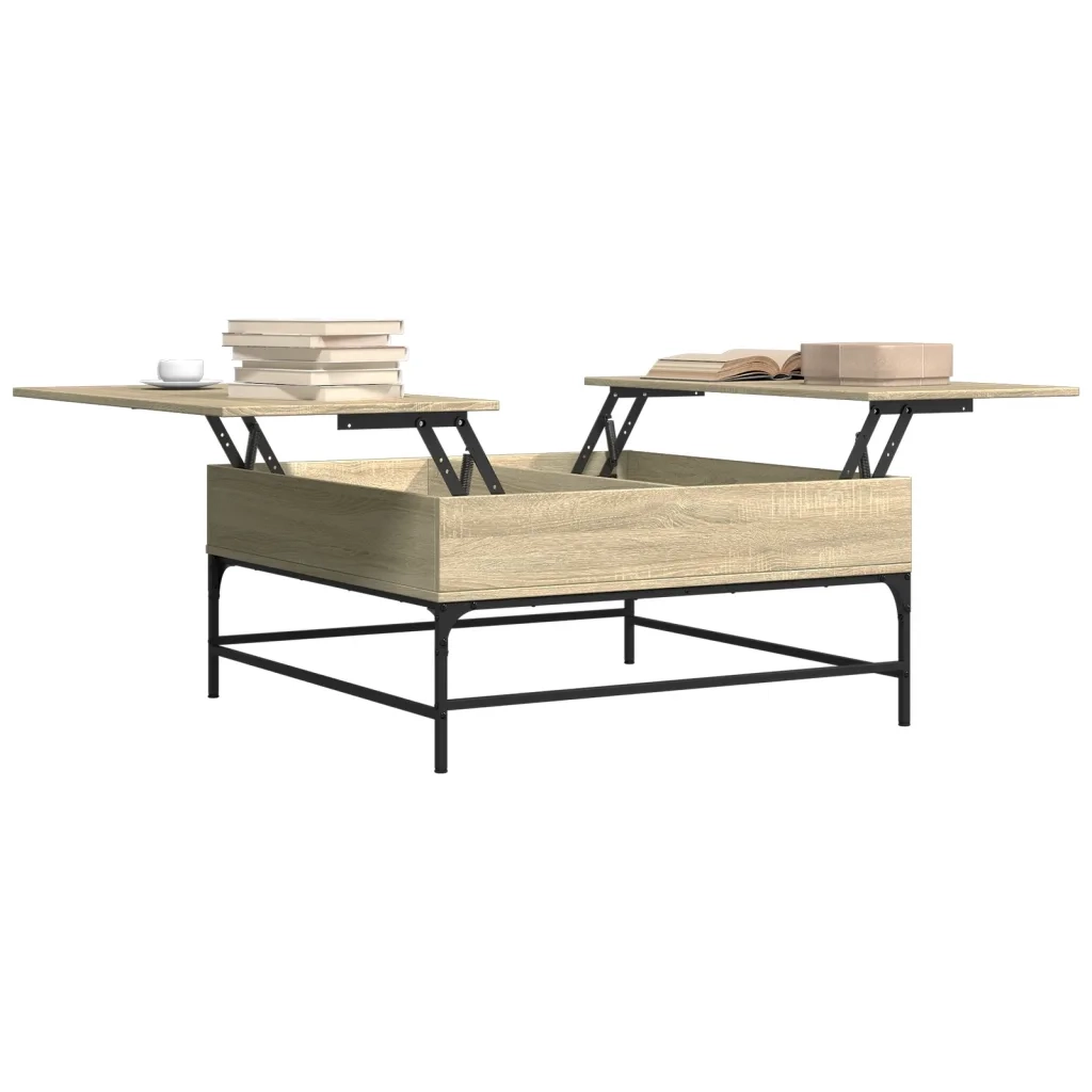 Tavolino Rovere Sonoma 95x95x45 cm Legno Multistrato e Metallo 3217065